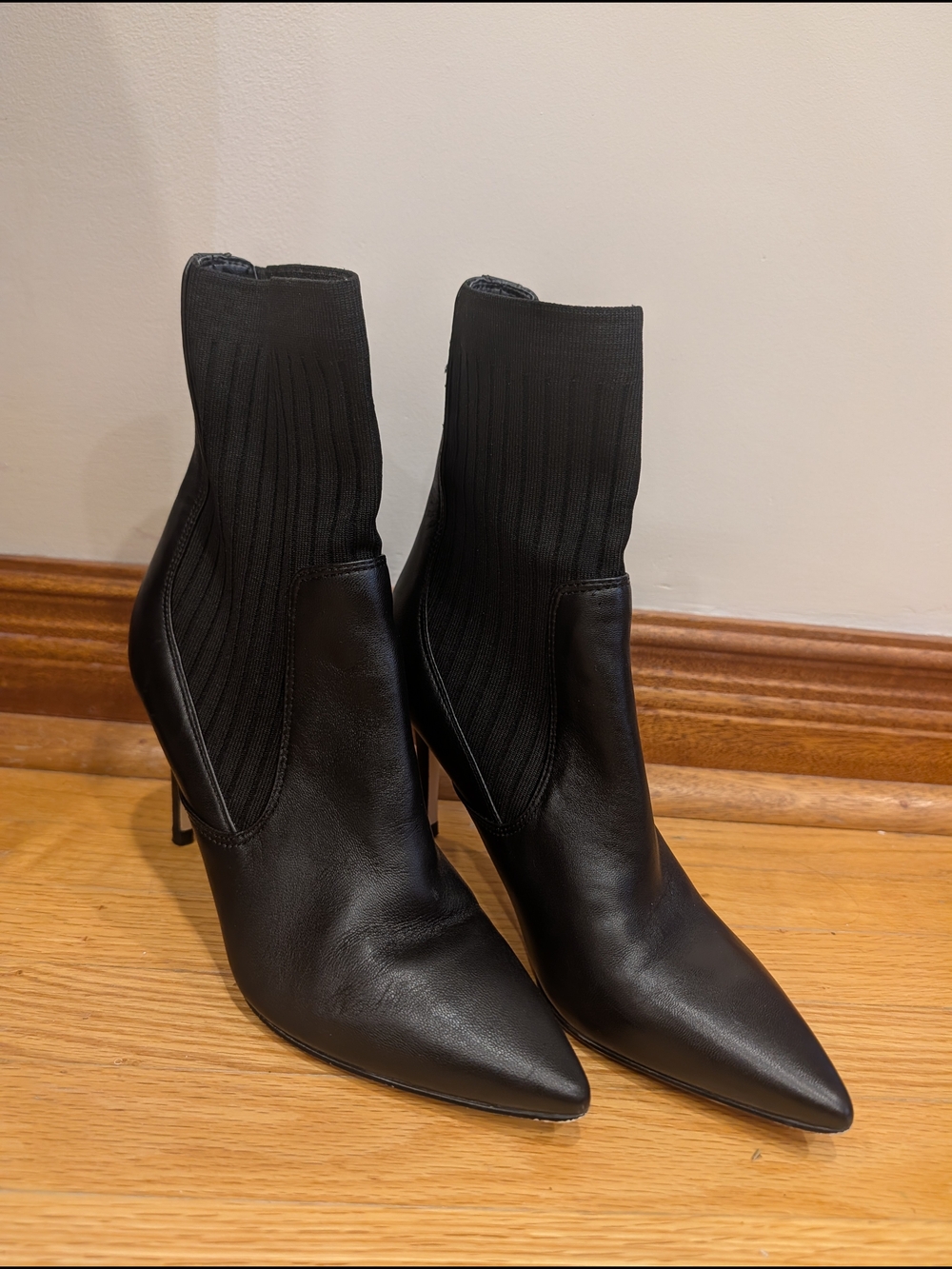Guess Black Pointed Sock Ankle Booties